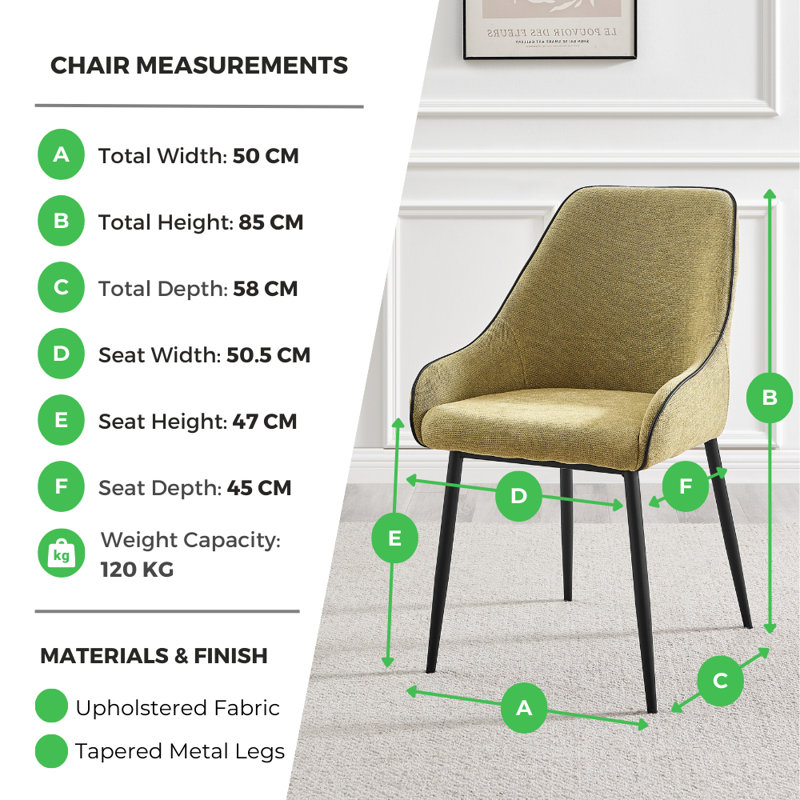 Hadlow Veneer & Metal Round Dining Table With Ophelia Fabric Chairs - Modern Statement Design, Cream, 6