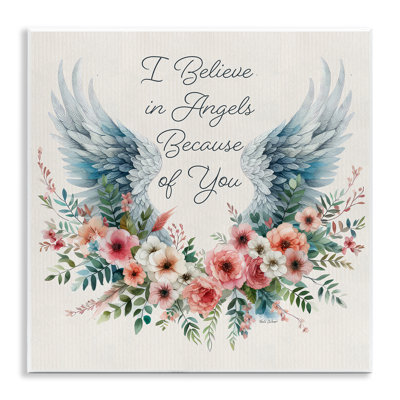 Floral Believe In Angels Wall Plaque Art by Nicole DeCamp