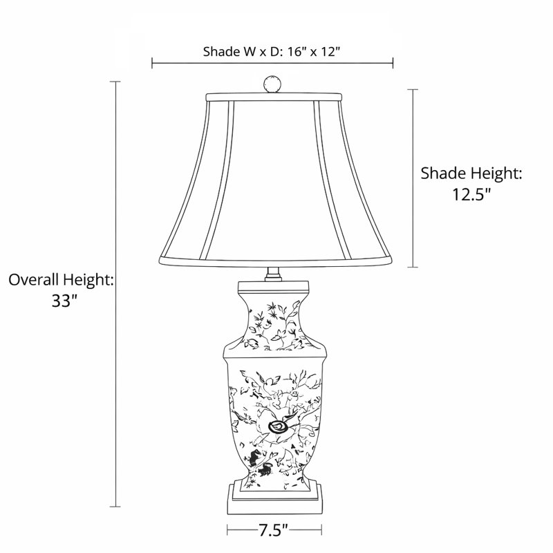 Garden of Life Hand Painted Porcelain Table Lamp with Gold Wood Base