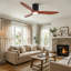 Ventilateur de plafond encastré en bois massif 52 po avec lumière et réversible silencieux Mordern Farmhouse