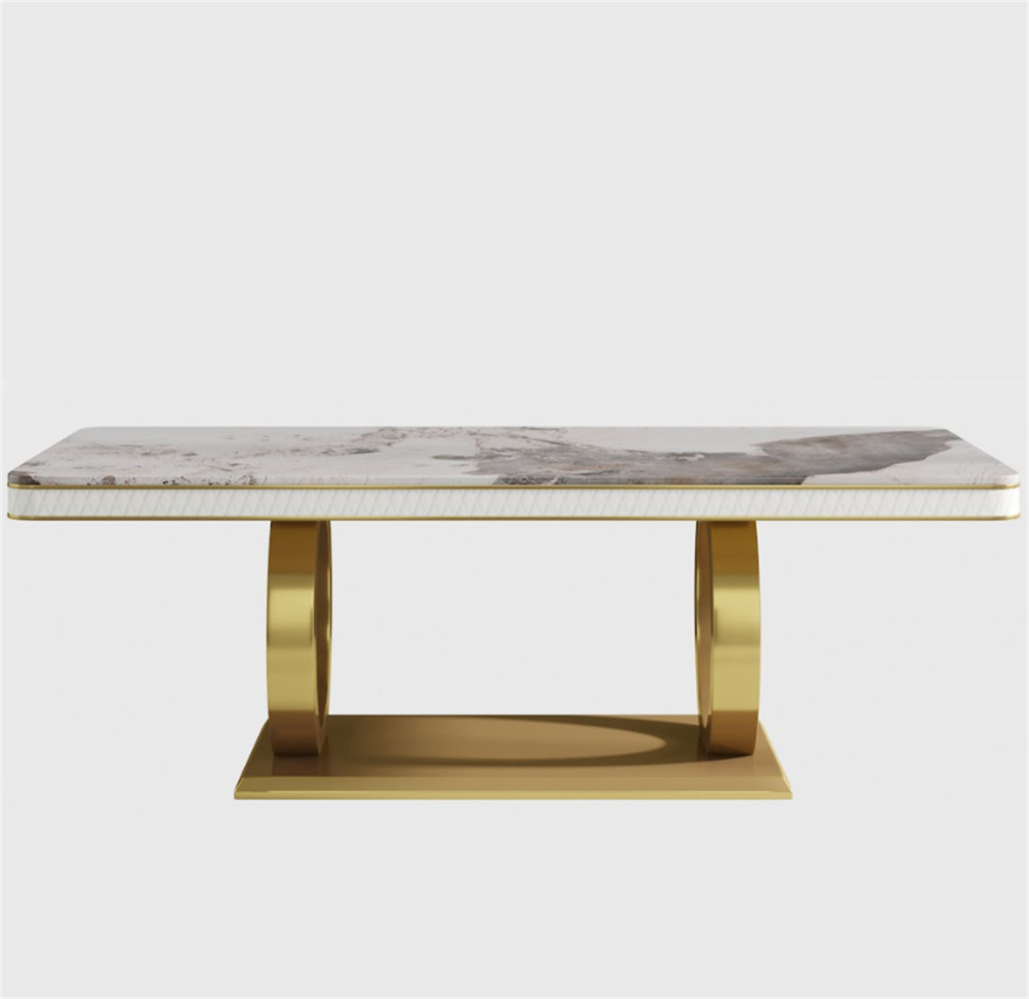 Everly Quinn Veined Marble Dining Table - Stainless Steel Legs (Table ...