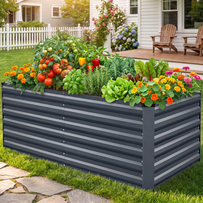6 ft. x 3 ft. x 2 ft. Galvanized Steel Raised Garden Bed, Extra-Deep Outdoor Metal Planter Box For V