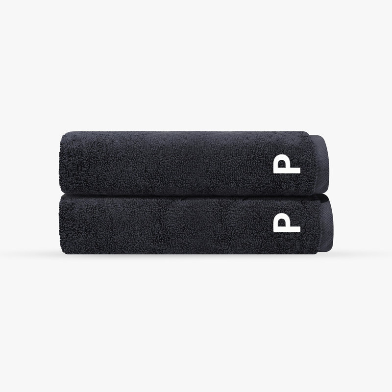 Monogrammed Cloer 2 pcs Turkish Bath Towels Set, P, Anthracite, Bath Towels  - 2 Pack