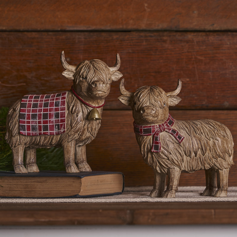 Figurine Highland Cow Winter (ensemble de 2)