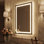 Miroir de salle de bain pour salle de bain, à DEL, anti-buée, rétroéclairé, fixé au mur, cadre blanc