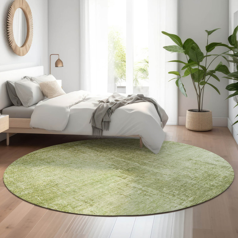 Premium Machine Washable Prisco Sage Rug, Round 8'