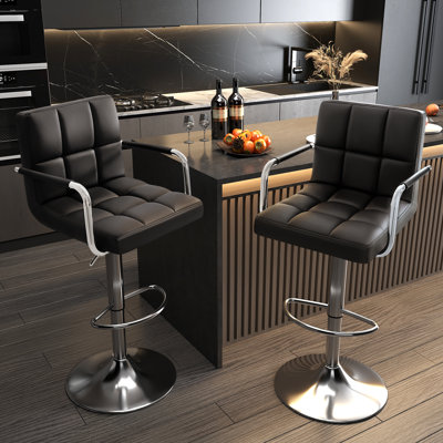 Tabouret de bar pivotant en velours et en polyuréthane pivotant Brychan