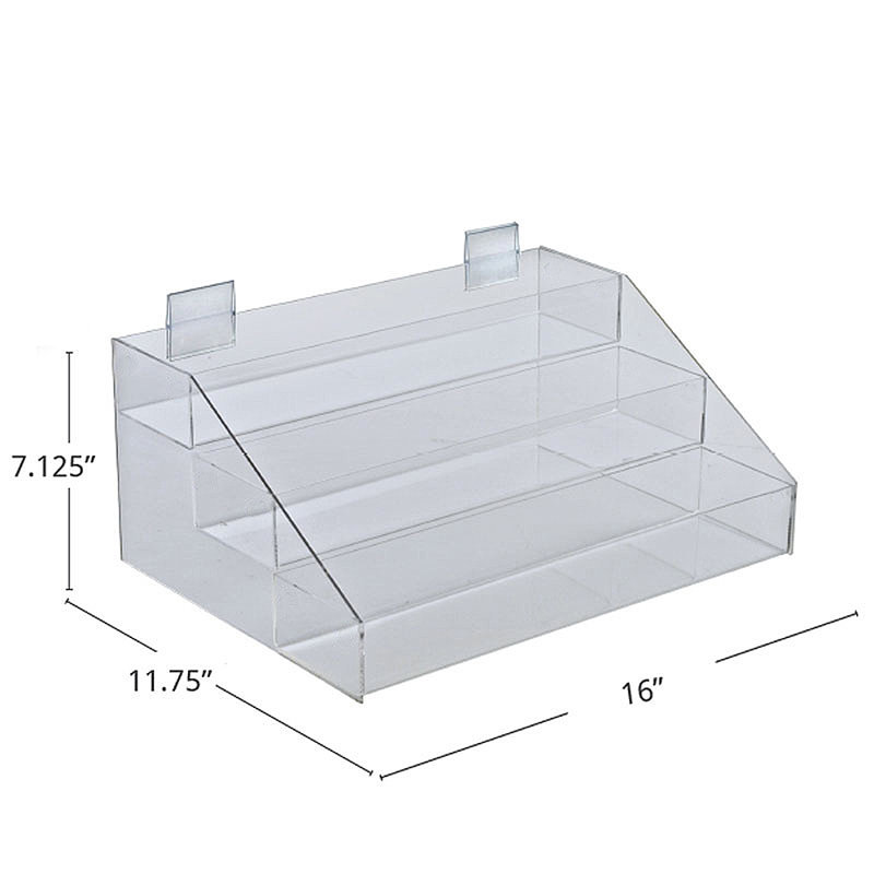 Three-Tier Shelf Counter Step Display, 16" wide