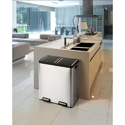 Steel Step On Multi-Compartments Trash & Recycling Bin - 18.5 Gallons