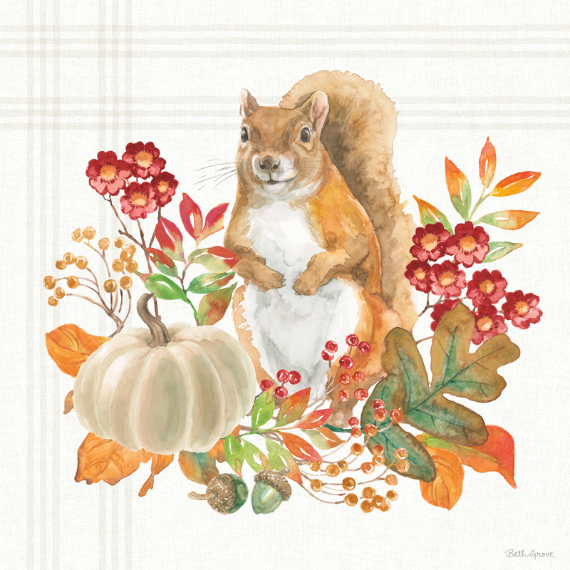 «Wooded Harvest III» par Beth Grove - reproduction imprimée, H 30 po x l 30 po, Non, Toile encadrée flottée blanche