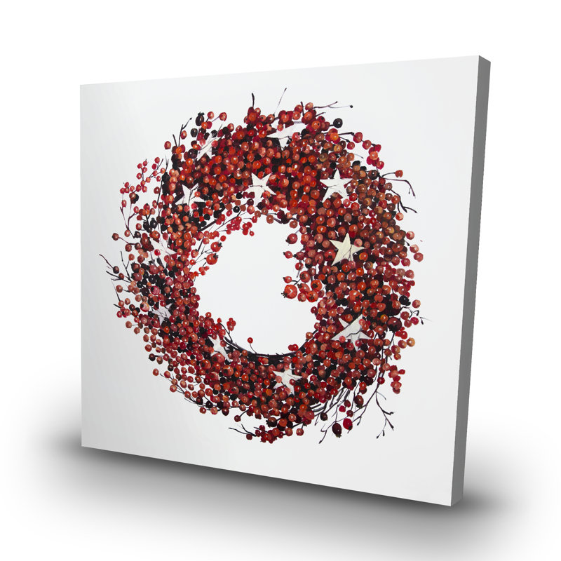 berry wreath - 32"x32" art on canvas