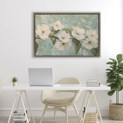 Cadre flottant Serene Flower Branch Blooms, design par Petal Prints Design