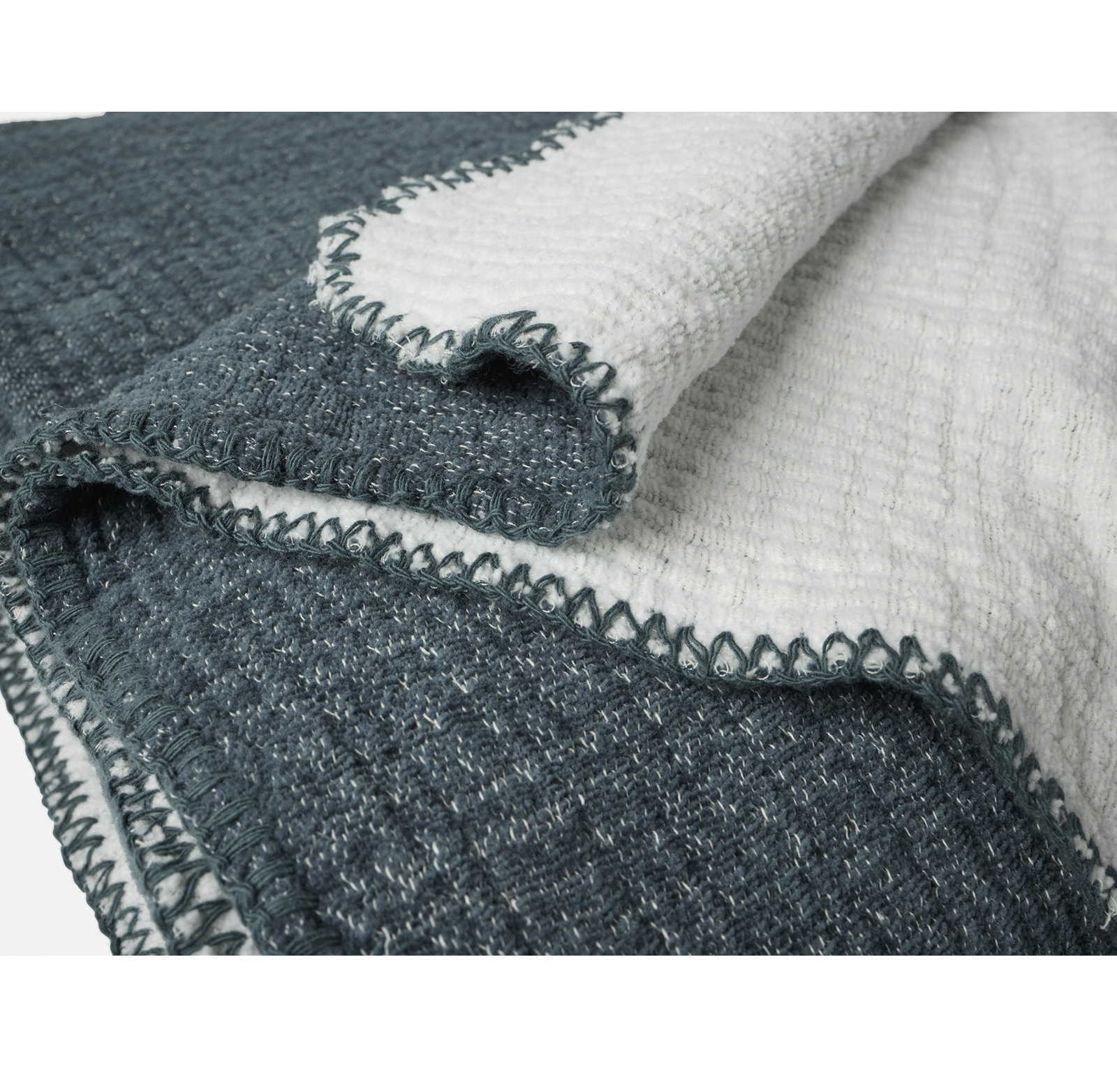 Cozy Cotton Hand Woven Throw Blanket, Full/Queen, Twilight Blue