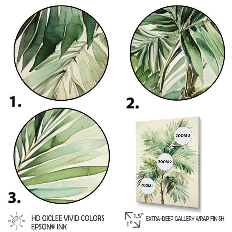 Boulam minimalisme Plam Tree Solitude III, H 44 po x l 34 po x P 1,5 po, Cadre flottant doré