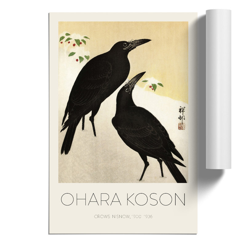 Crows in the Snow Print by Ohara Koson - Frameless Print, 42cm H x 30cm W x 0.1cm D
