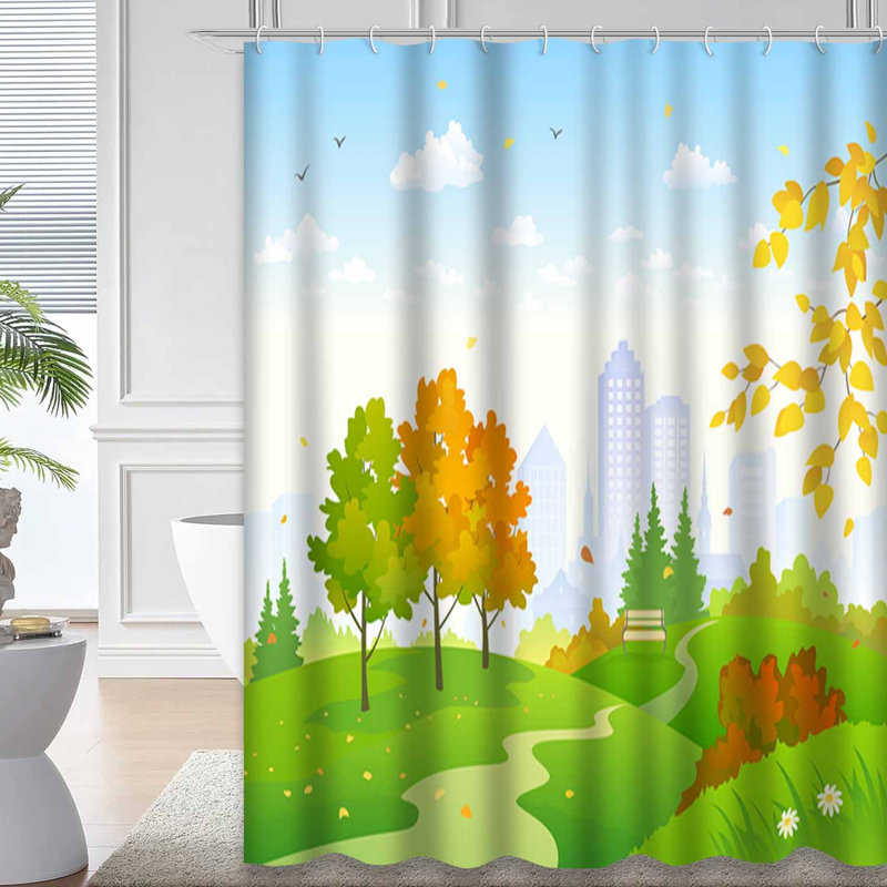 Rideau de douche jaune imperméable, rideaux de douche pour la salle de bain avec 12 crochets, 72" L x 78" W