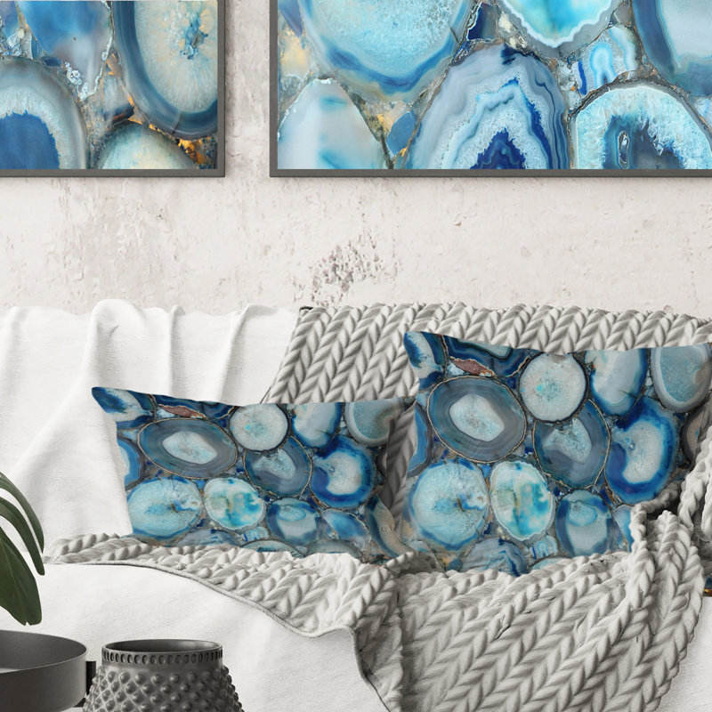 Coussin décoratif imprimé turquoise Agathe