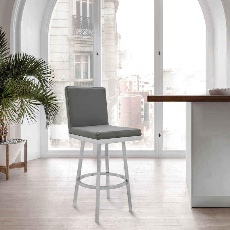 Tabouret de bar Aloysia, Acier inoxydable brossé, Tabouret de bar (siège d'une hauteur de 30 po)
