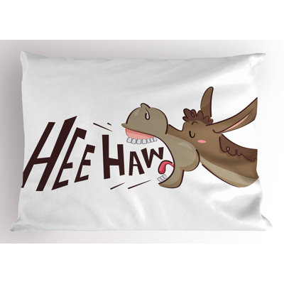 Ambesonne Donkey Pillow Sham 2 Pack Cartoon Funny Braying Animal Brown Pink and White -  pil-2_73232_30x20