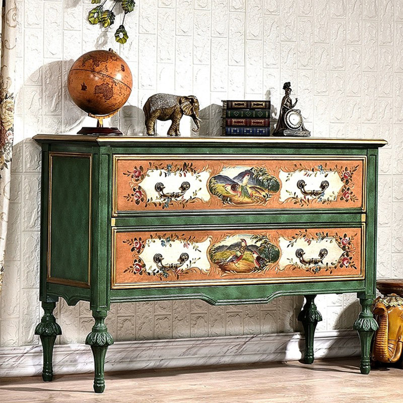 Console verte et bois manufacturé vert