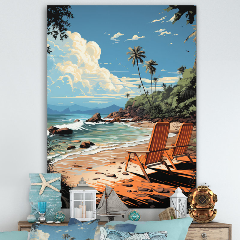 Photo de plage, vibrations tropicales - Nautique et plage, impressions sur toile, L 24 po x H 32 po, Toile tendue