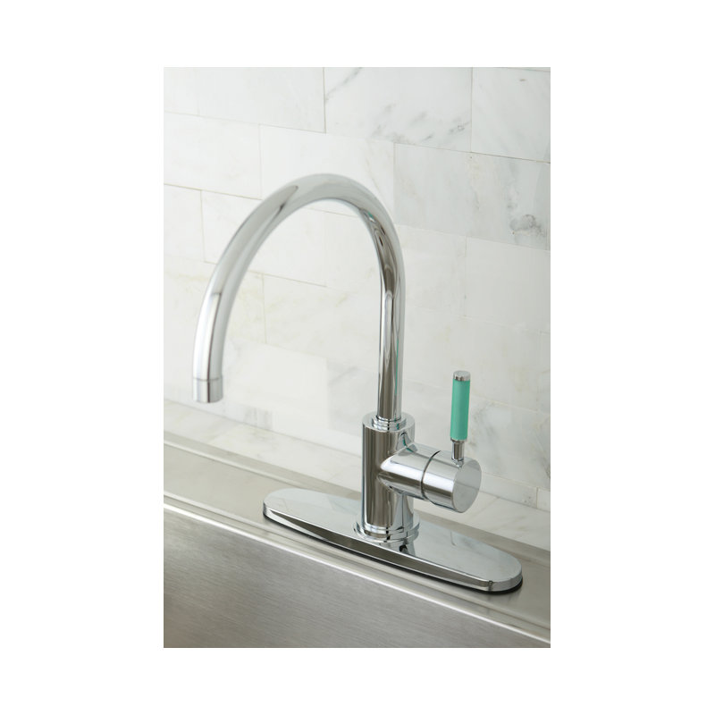 Green Eden Single Handle Kitchen Faucet, Polished Chrome