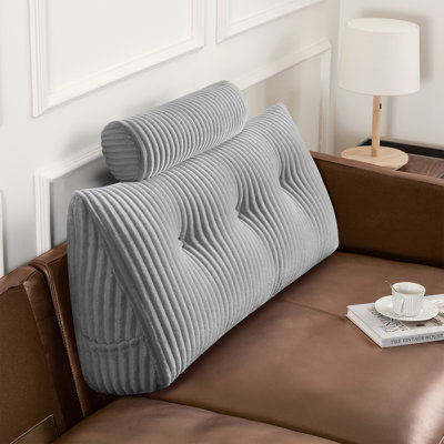 Comfort Wedge Pillow Headboard, Ultra Soft Twin Triangular Pillow, Reading Pillow, Backrest Cushion Headboard Gap Pillow For Back, Light Gray