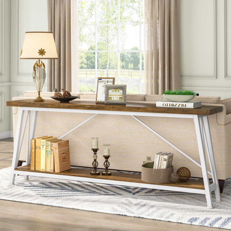 Console Francessca, Marron clair, Blanc
