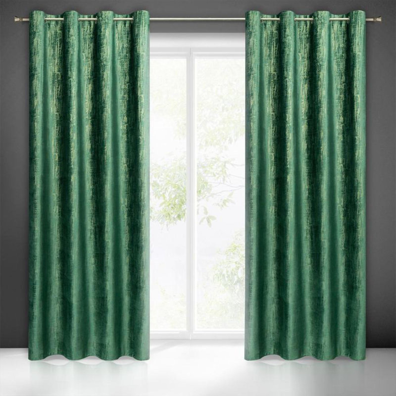 Marsala Blackout Single Curtain, Dark Green