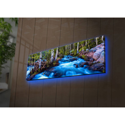 Superbe peinture sur toile lumineuse à DEL, 11,8 po x 35,4 po | Toile 100% suède avec cadre 100% bois (épaisseur: 1,2 po) | À piles (1 x 9 V, non incluse) | Parfait pour la décoration intérieure et l'ambiance