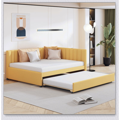 Full Upholstered Daybed With Trundle Sofa Bed Frame