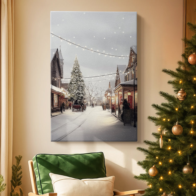 Sapin de neige blanc promis - Toile tendue avec châssis de qualité supérieure, H 27 po x l 18 po