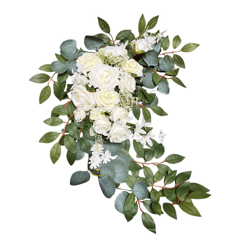 Rose blanche et eucalyptus - arche de mariage décorative - ensemble de 2