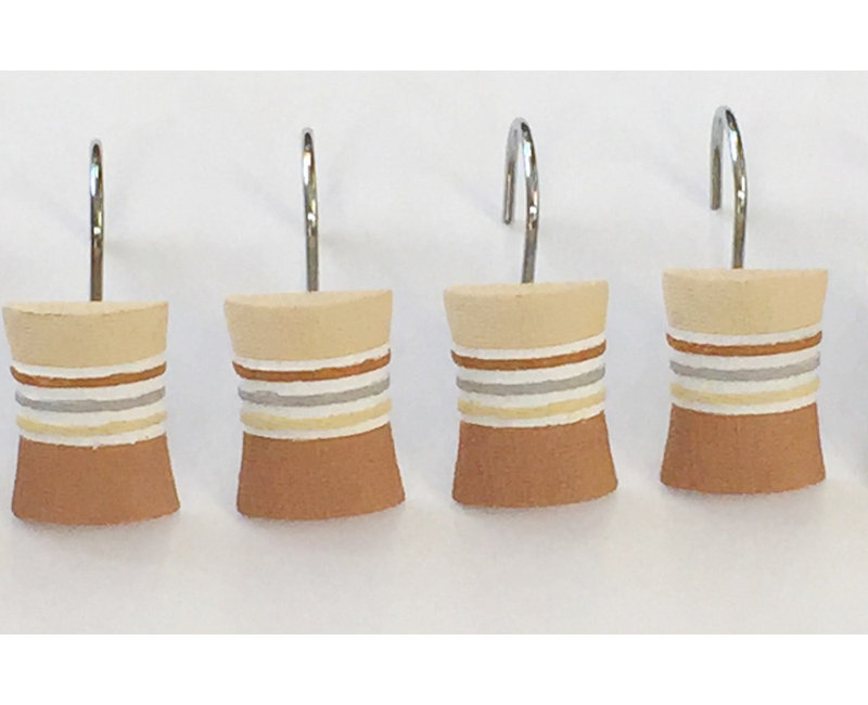 Asherton Metal Shower Curtain Hook, Beige/Brown