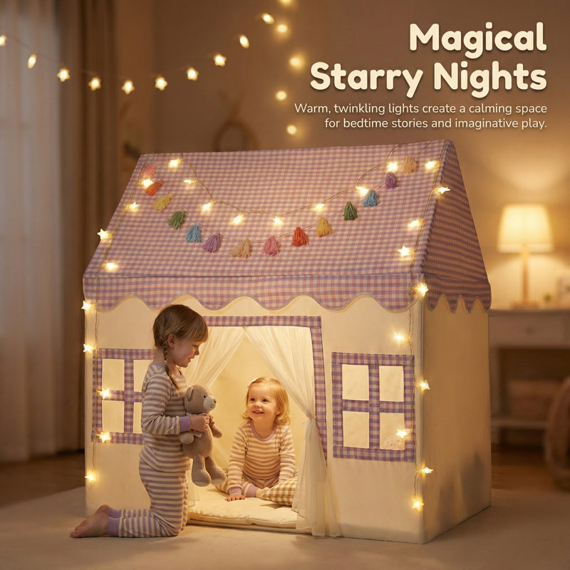 Tente de jeu d'intérieur pour enfants avec guirlande Tassel, Purple