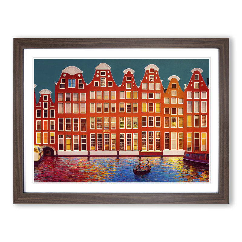 Amsterdam Canal - Framed Print, 34cm H x 46cm W, Walnut Framed