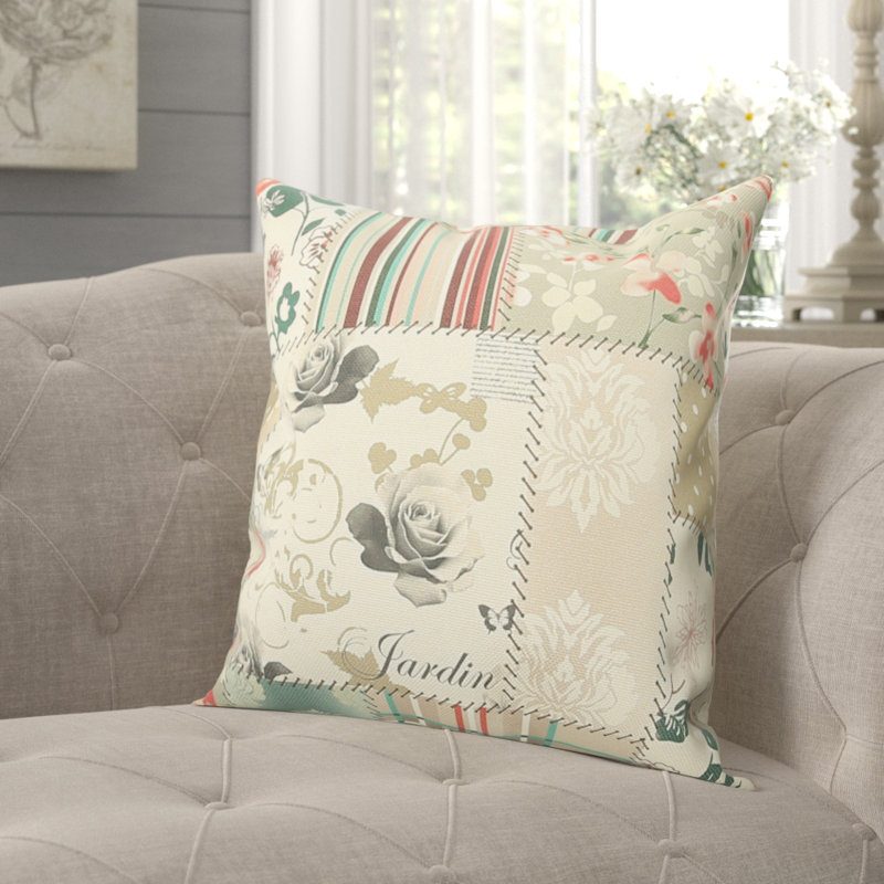 Chaska Floral Square Cushion, 55" H x 55" W, Green/Gold