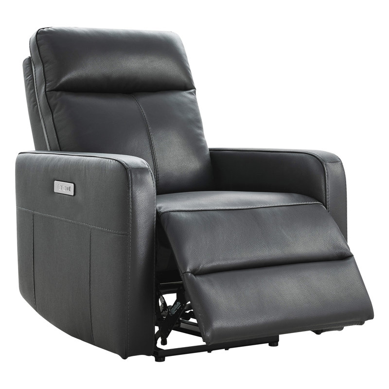 Fauteuil inclinable électrique en cuir véritable Leena, Bleu