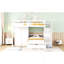 Lit superposé double au-dessus de simple avec garde-robe, tiroirs, blanc