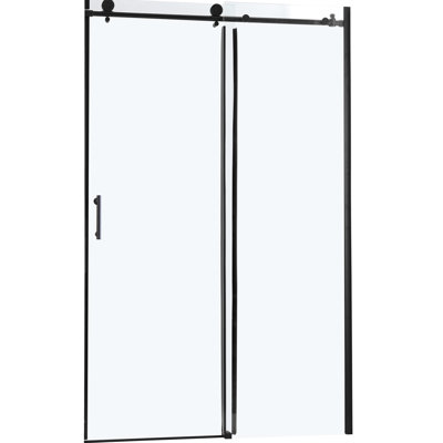 Cabine de douche noir mat l 48 po x H 76 po. Verre trempé. Poignée à tirer. S'agence à différentes salles de bain. Réglable pour les murs inégaux. Accessoires fournis