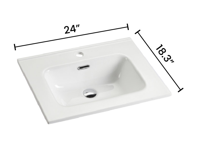 Integrated white ceramic basin
