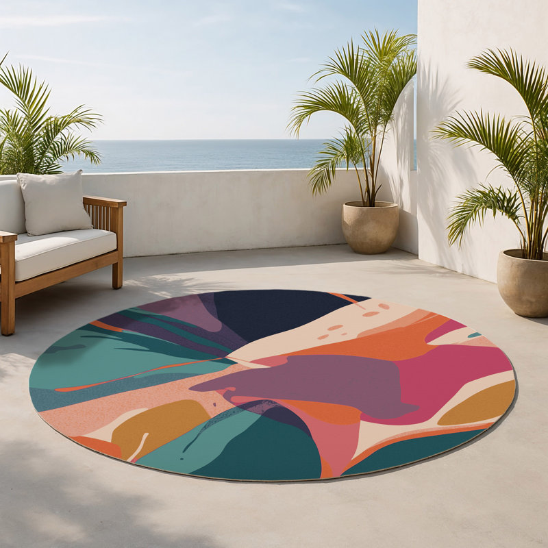 Tapis intérieur et extérieur Chroma Stream, Rond 5 pi