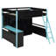 Lit mezzanine double en bois avec bureau, grand espace de rangement et lumière-1799157673