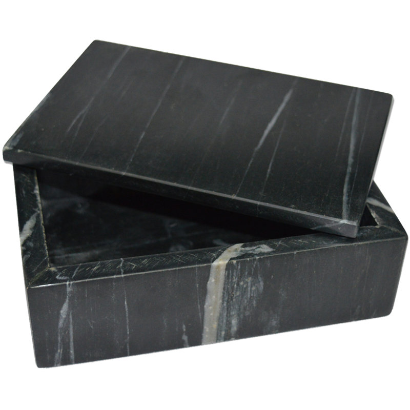 Matheson Handmade Marble Decorative Box, Black