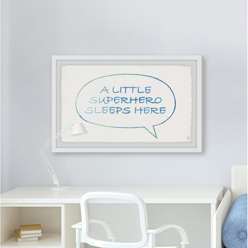 «Superhero Sleep Here Bubble Box» par Fianna, reproduction encadrée, H 24 po x l 36 po x P 1,5 po