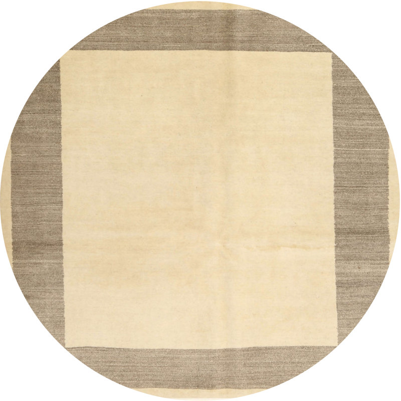 Tapis beige/gris contemporain, Rond 4 pi