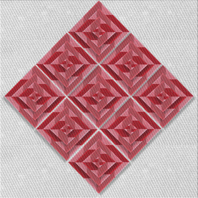 Tapis rouge/vert à motifs