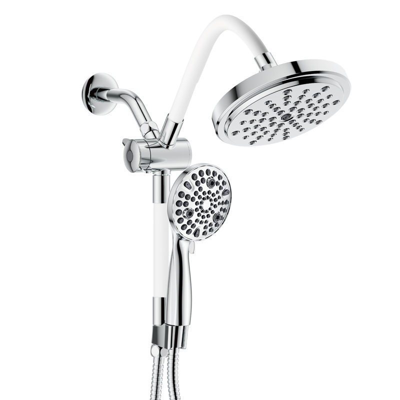Multi Function Dual Shower Head with Angle-Adjustable Shower Arm Extensions, Chrome