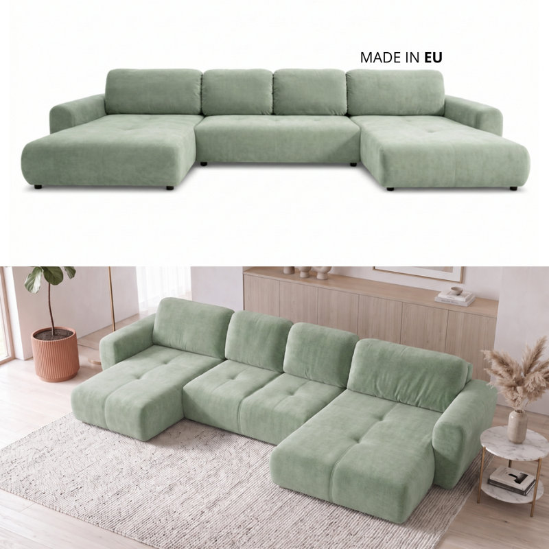 Bingo U-Shaped 6 Seater Sofa Bed, Green KRONOS 47