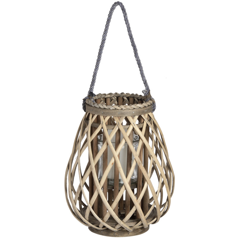 Shetty Wicker Wall Lantern, 30cm H x 10cm W x 10cm D